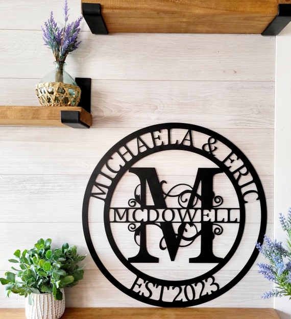 Personalized metal family name sign | last name sign | family name sign | split monogram sign | anniversary gift | monogram wedding gift
