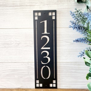 Arts and craft address sign | craftsman address plaque | mission style address sign | art and craft house numbers | vertical address sign