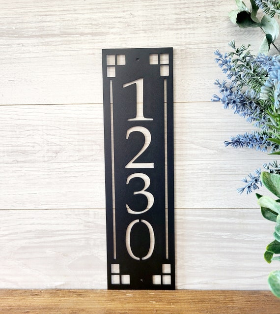 Arts and craft address sign | craftsman address plaque | mission style address sign | art and craft house numbers | vertical address sign