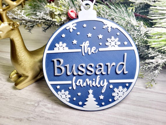 Personalized Family Name Ornament | Last Name Ornament | Custom Christmas Tree Ornament | Mom and Dad Gift | Teacher Gift | Class Gift