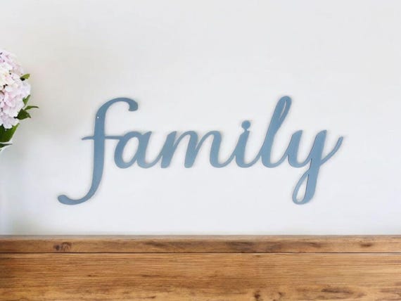 Family metal sign | home decor | cursive metal word sign | family sign | family script sign | metal art | ohana | cursive family sign