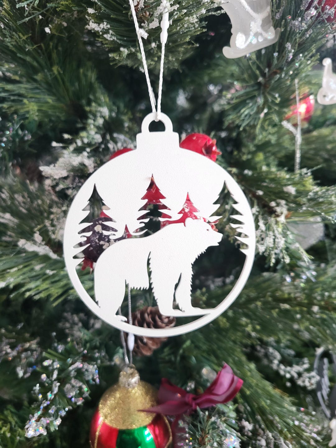 Metal Black Bear Ornament | Rustic Woodland Christmas Decor - Etsy
