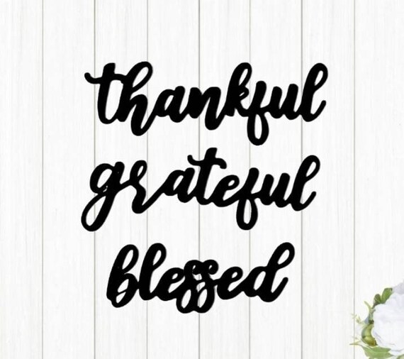 Thankful grateful blessed metal signs | set of 3 cursive metal words | dining room decor | family collage wall sign |