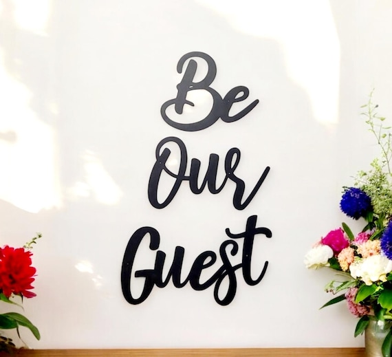 Be Our Guest Metal Sign | Set of 3 Cursive Metal Words | Guest Bedroom Decor | Guest Room Sign | Bed and Breakfast Sign | Vacation Home
