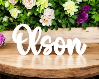 Freestanding Last Name Sign | Personalized Name Sign | Kids Room Sign | 3/4 Inch Thick Name Sign | Family Name Sign | Script Cursive Word