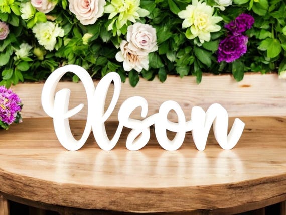 Freestanding Last Name Sign | Personalized Name Sign | Kids Room Sign | 3/4 Inch Thick Name Sign | Family Name Sign | Script Cursive Word