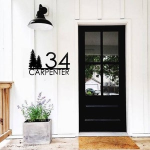 Rustic Address Sign | Pine Tree Sign | House Numbers | Metal Address Sign | Custom Last Name Sign | Weatherproof Coating |  Number Address
