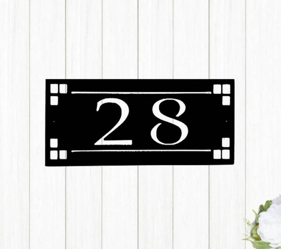 Arts and Craft Address Sign | Craftsman Address Plaque | Mission Style Address Sign | Art and Craft House Numbers | Horizontal Address Sign