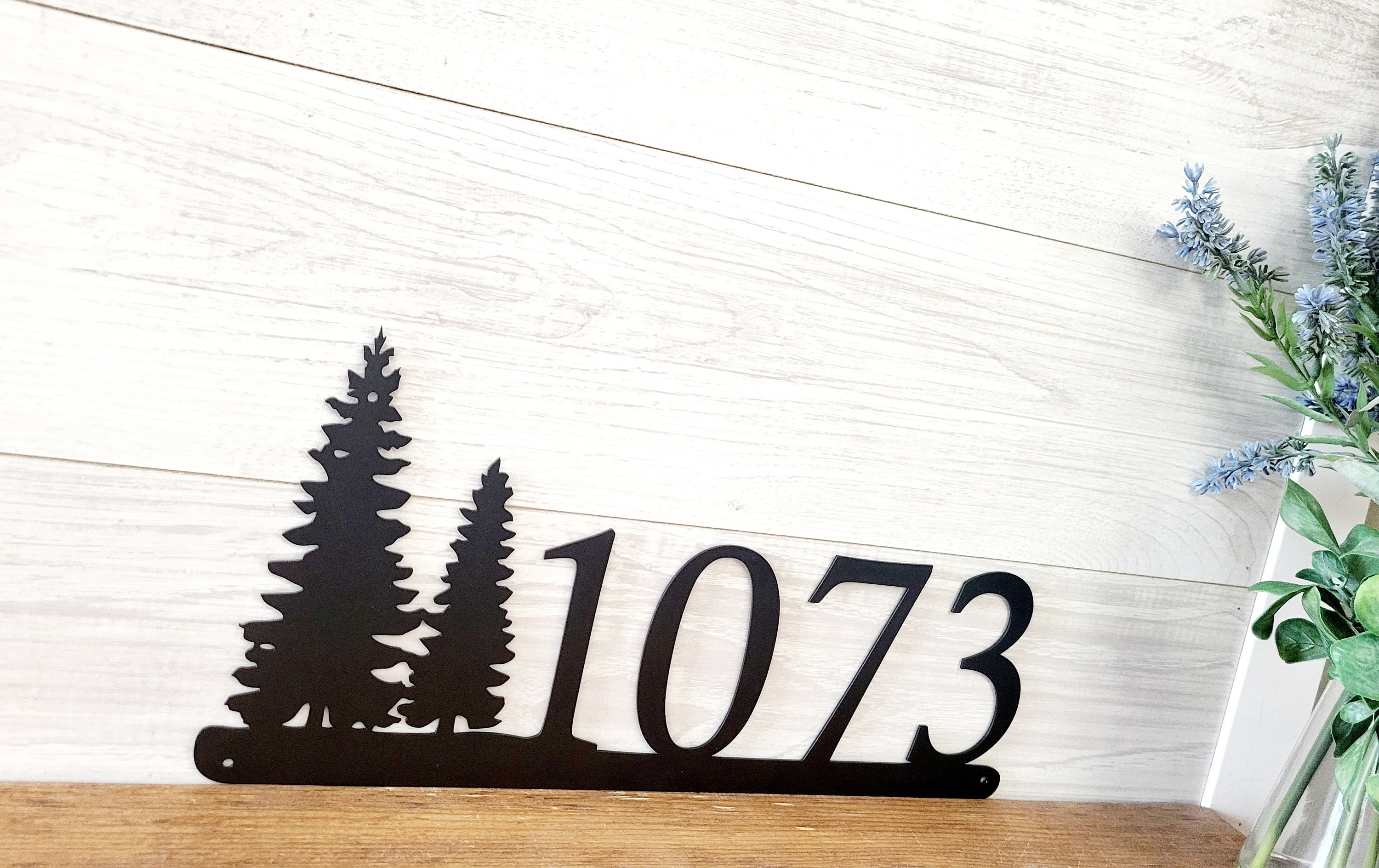 Rustic Address Sign | Pine Tree Sign | House Numbers | Metal Address ...