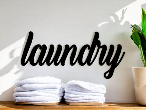 Laundry Room Sign | Cursive Laundry Sign | Script Laundry Sign | Farmhouse Style Laundry Sign | Metal Laundry Sign |Modern Home Decor