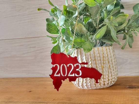 Dominican republic ornament 2023 destination wedding keepsake favor gift island beach anniversary christmas tree recycled steel love travel