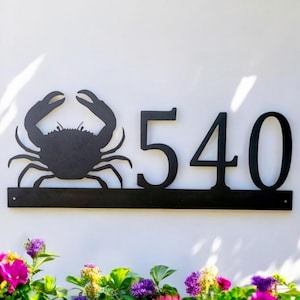 Crab address sign | horizontal crab address sign | beach address sign | crab house numbers | crab lover sign |  weatherproof beach decor