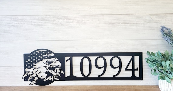Patriotic address sign | american eagle address plaque | american flag house numbers | veteran home address sign | us soldier number plaque