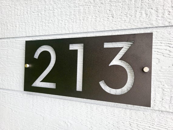 Large number address plaque | horizontal address sign | metal address sign | house number sign | modern industrial address | weatherproof