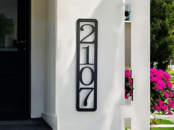 Large vertical address sign | house number sign | industrial digit sign | home address | outdoor sign | metal art | house numbers |