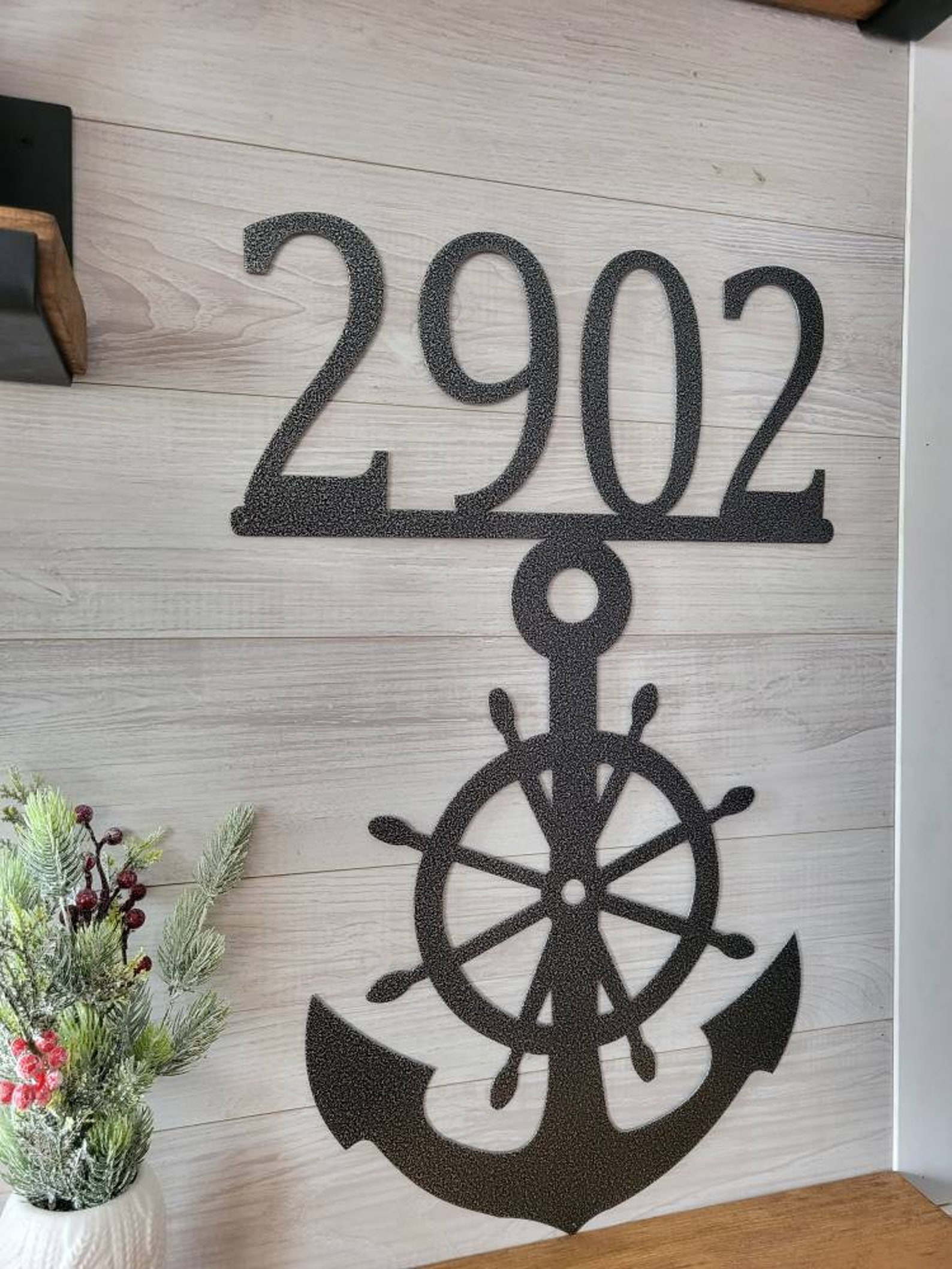 Anchor Address Sign Nautical House Numbers Steel Lake Ocean Etsy