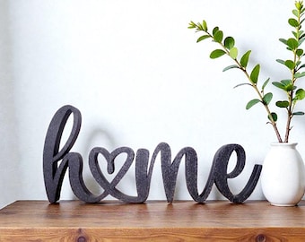 Freestanding Home Sign | Modern Farmhouse Home Sign | Love Home Heart Sign | Minimalist Decor | Thick Home Sign | Entryway Decor |
