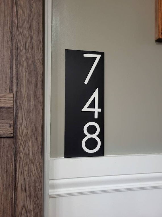 Large Number Address Plaque Metal Address Sign Vertical Address Sign Modern Industrial House Number Sign Metal Address Weatherproof Sign
