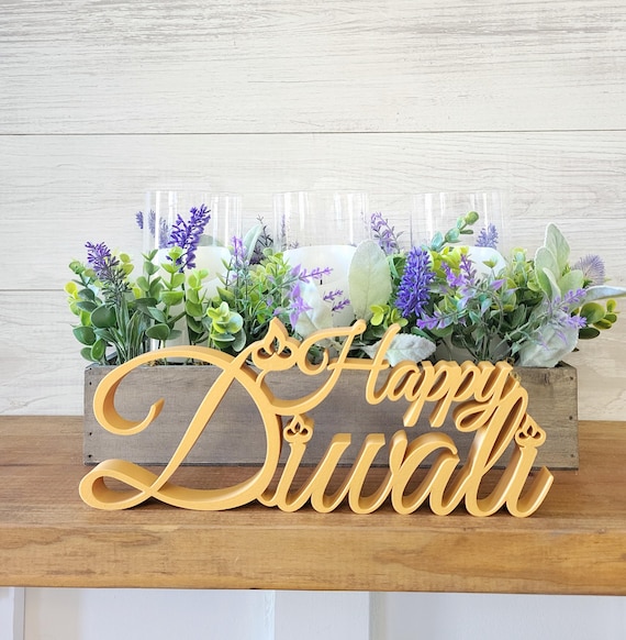 Happy Diwali Sign | Freestanding Diwali Candle Sign | Fall Hindu Decor | Indian Festival of Lights Decor | Diwali Party Decor | Celebration