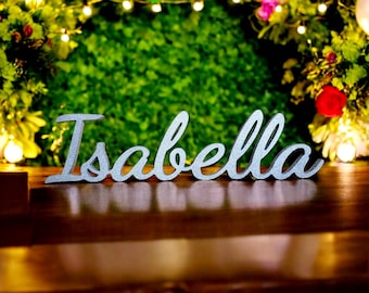 Freestanding Name Sign | Sweet 16 Party Décor | Custom Script First Name Sign | Personalized Last Name Sign | Wedding Décor | Kids Room Sign