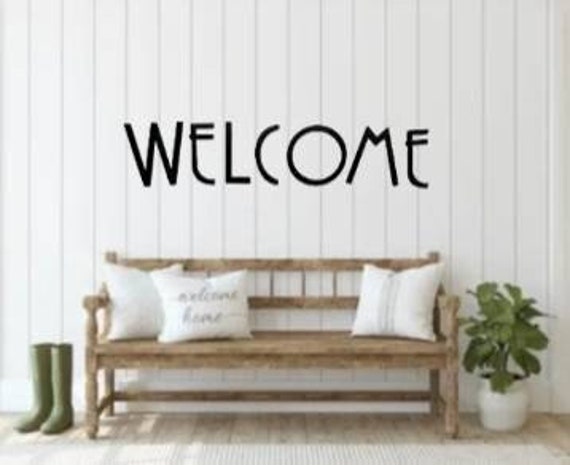 Welcome sign cursive welcome sign metal wall sign custom metal wall art front door decor entryway sign cursive word sign