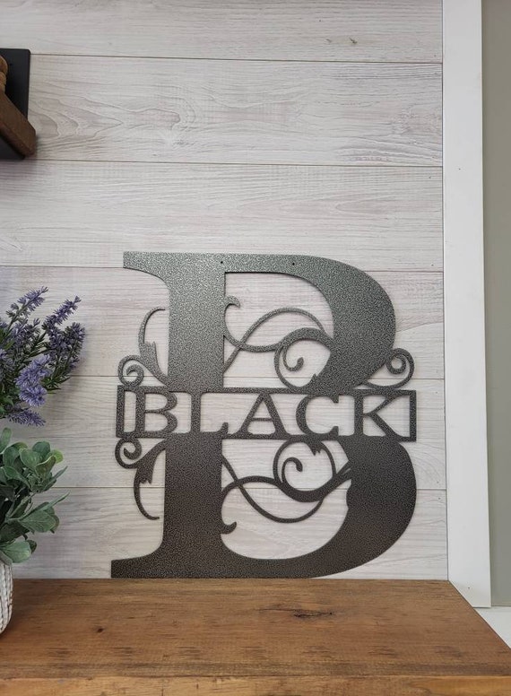 Fancy Scroll Sign | Round Monogram Door Hanger | Last Name Sign | Personalized Wedding Gift | Established Date Sign | Front Door Wreath