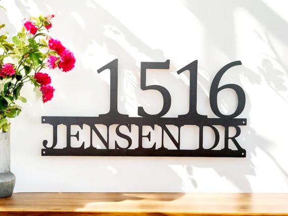 Custom address sign | modern house numbers | street name sign | metal home address sign | horizontal address number | weatherproof address