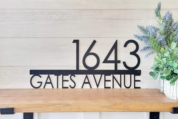 Custom address sign | modern house numbers | street name sign | metal home address sign | horizontal address number | weatherproof address