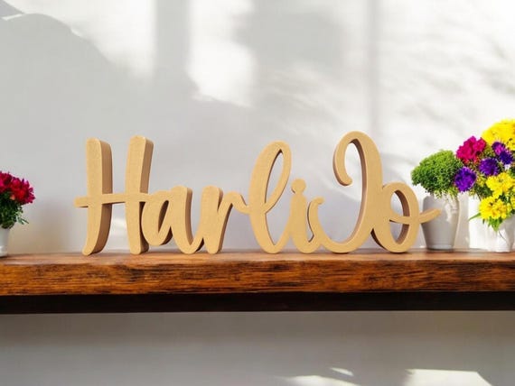 Freestanding Name Sign | Personalized Name Sign | Kids Room Sign | 3/4  Inch Thick Name Sign | Family Name Sign | Script Cursive Word Sign