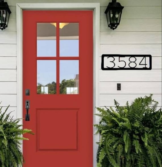 Modern number address sign | modern home address sign | horizontal address sign | framed address number | metal address sign | metal number