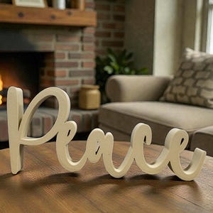 Freestanding Peace Sign | Peace Sign | Farmhouse Christmas Sign | Freestanding Decor | Script Word Sign