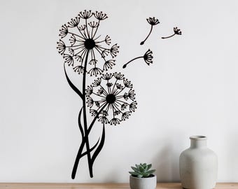 Metal Dandelion Sign Set | Dandelion With Flying Seeds | Nature Inspired Home Decor | Botanical Decor | Modern Minimalist Wall Art