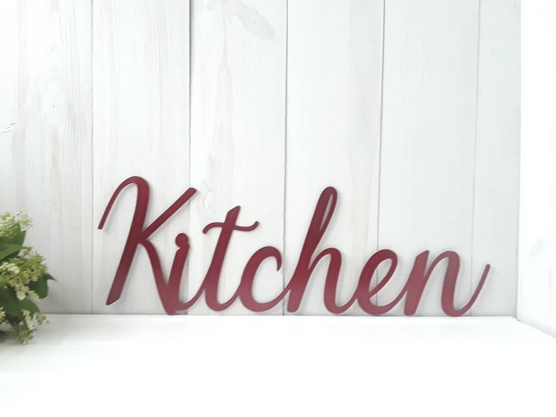 Kitchen Cursive Word Sign Farmhouse Style Wood Kitchen Sign Etsy