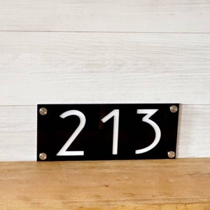 Modern house numbers | vertical address plaque | weatherproof address sign | layered acrylic address plaque | screw cap kit address sign