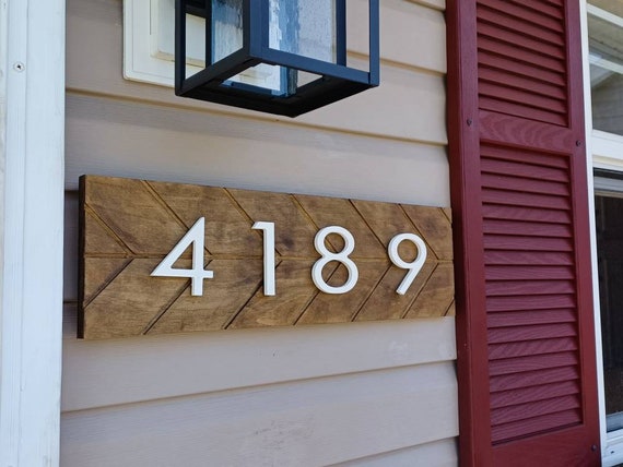 Chevron Address Sign | Wood Address Plaque | Chevron Address Plaque | Modern Address Plaque | 3D Address | Horizontal Address Sign
