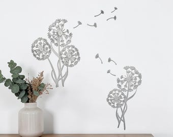 Metal Dandelion Sign Set | Dandelion With Flying Seeds | Nature Inspired Home Decor | Botanical Decor | Modern Minimalist Wall Art