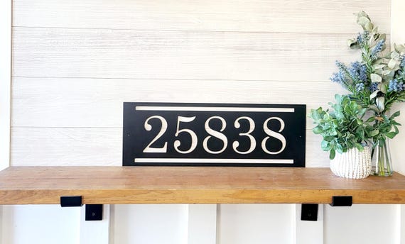 Large number address plaque | horizontal address sign | metal address sign | house number sign | modern industrial address | weatherproof
