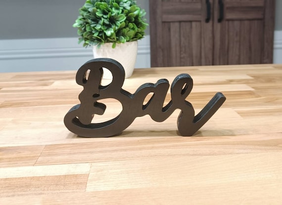 Freestanding Bar Sign | Wood Bar Sign | Wine Bar Sign | Coffee Bar Sign | Dining Room Décor | Cursive Word | Kitchen Wall Décor