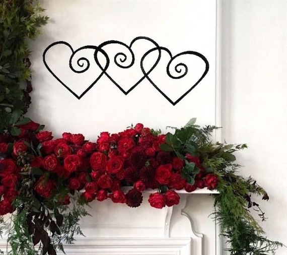 Intertwined Heart Sign Valentine's Day Gift Love Valentine Sign Wedding Gift Wall Hanging Wedding Decor Steel Heart Sign Metal Wall Art