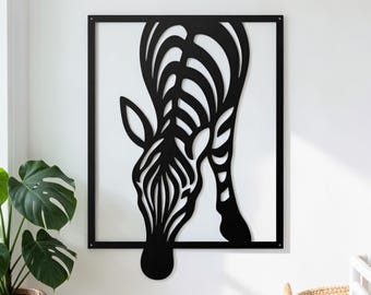 Metal Zebra Sign | Serenity Metal Wall Art |Modern Aestetic Decor
