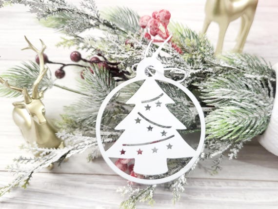 Metal christmas tree ornament sets | laser cut tree ornament | farmhouse christmas ornaments | metal ornaments | gift | stocking stuffer
