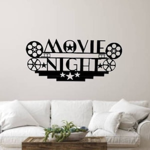 Movie night sign | metal movie night sign | home theater sign | movie theater sign | media room decor | man cave sign | game room sign