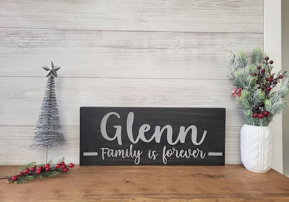 Custom Family Name Sign | Personalized Last Name Sign | Family Is Forever Sign | Wood and Metal Sign | Valentine Gift | Mothers Day Gift