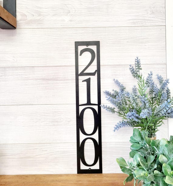 Large Number Address Plaque Metal Address Sign Vertical Address Sign House Number Sign Modern Industrial Metal Address Weatherproof Sign