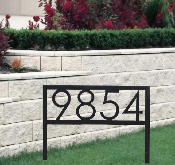 Modern Address Sign | Garden Address Sign | Garden House Numbers | Horizontal Address Sign | Cabin Number Sign | Camp Sign