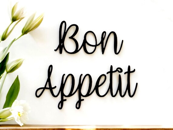 Bon appetit sign | bon appetit metal sign | enjoy your meal  | homemade sign | french kitchen decor | cursive bon appetit | kitchen sign