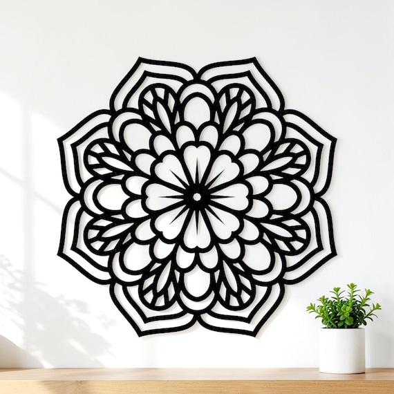 Blossoming Daisy Center Mandala Flower Sign | Serenity Metal Wall Art | Modern Aestetic Metal Flower | Unique Indoor Outdoor Decor