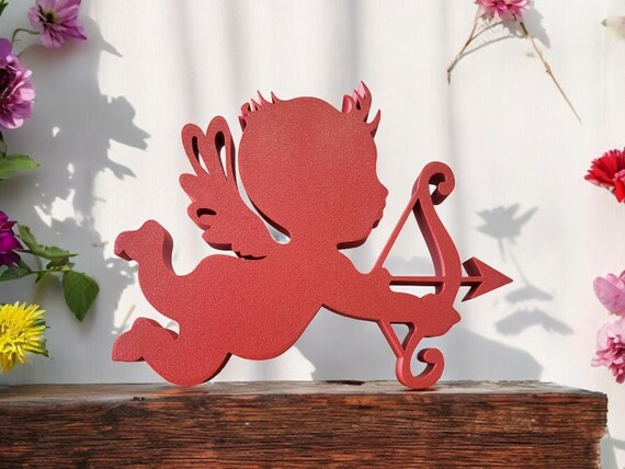 Freestanding Cupid Sign | Valentines Day Sign | Valentine Tier Tray | 3/4" thick Angel Sign | 3D Cupid Sign | Love Theme Holiday Décor