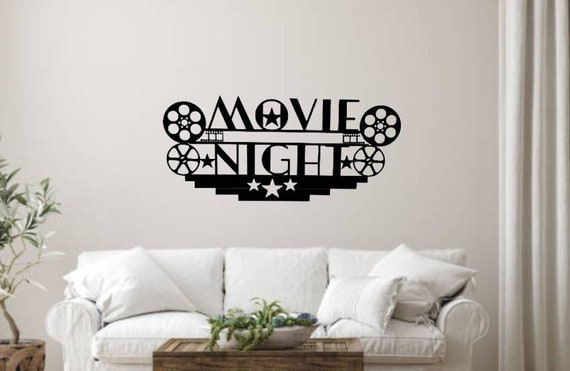 Movie night sign | metal movie night sign | home theater sign | movie theater sign | media room decor | man cave sign | game room sign