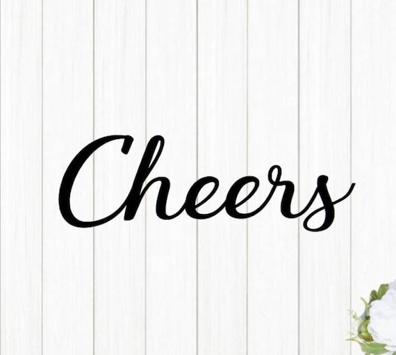 Cheers sign | metal cheers sign | script cheers sign |  script font bar sign | steel cheers sign | bar decor | bar sign | cursive cheers